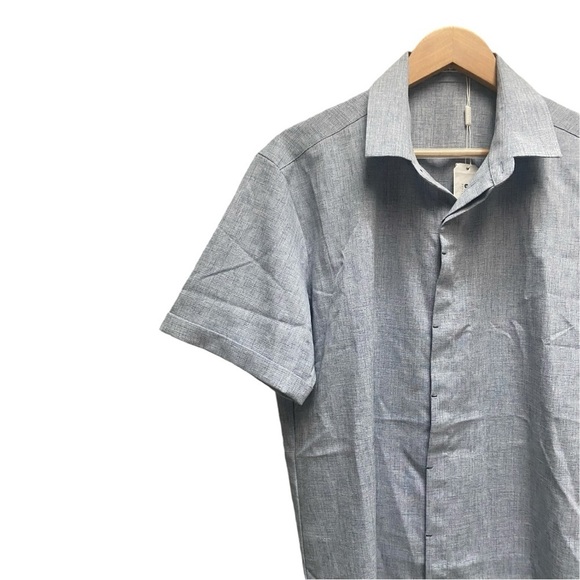 Men’s Coolfandy Blue Hidden Button Cuffed Sleeve Casual Shirt - Picture 3 of 7